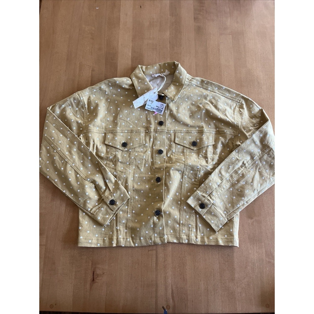 Hem & Thread Women's Gold/Mustard Polka Dot Jean Styler Jacket NEW Sz‎ S Small